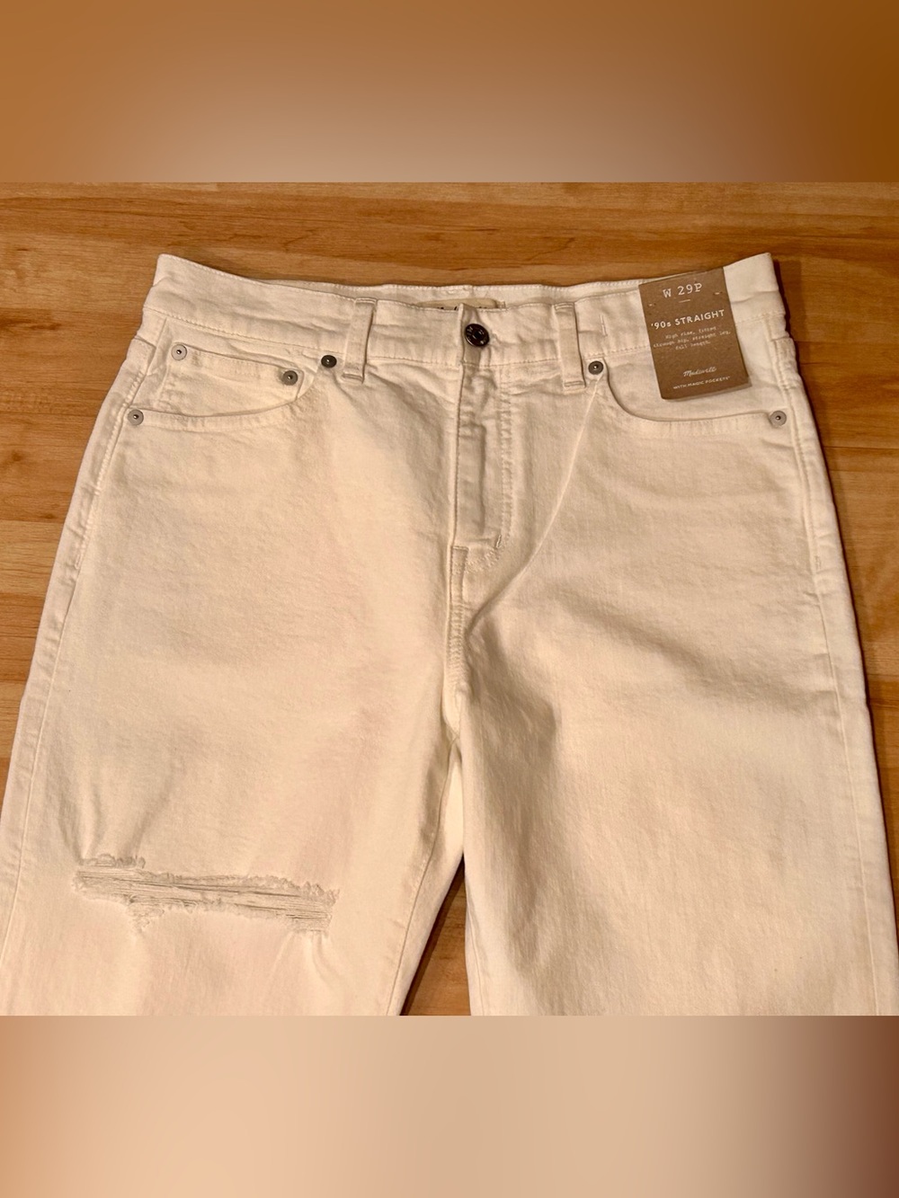 ๐ NWT Madewell Tile White The Petite '90s Straight Jean Size 29P - Picture 16 of 16